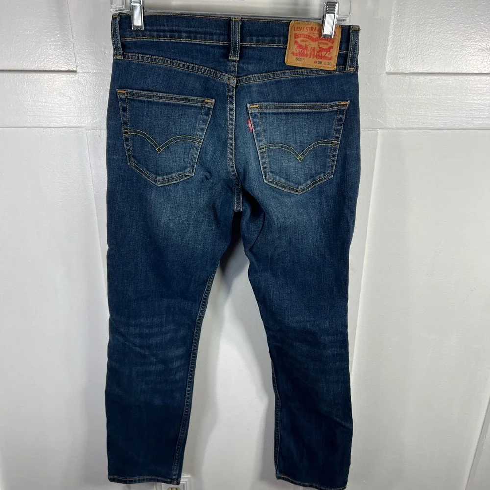 Levis 511 Slim Fit Jeans Mens 28x30 Dark Wash Stretch Denim 04511-1390